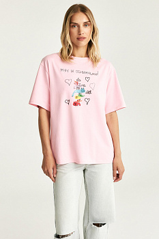 Футболка с принтом CATS (розовый)
