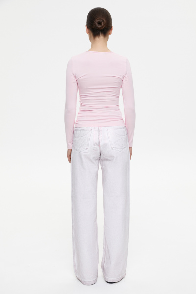 Лонгслив с драпировкой на груди (L, барби) 2169