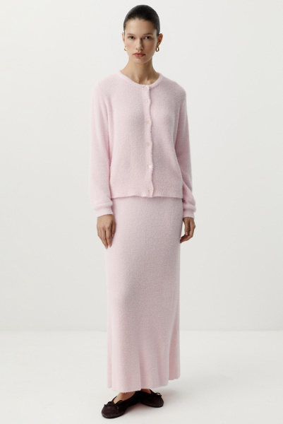 Юбка макси из пушистой пряжи (светло-розовый) (M/L) 