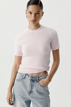 Футболка вязаная базовая (светло-розовый)