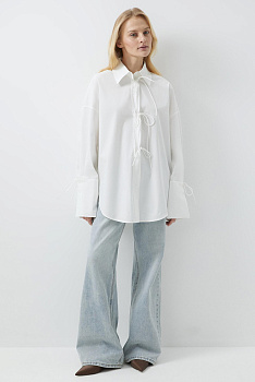 Рубашка оверсайз с завязками (белый)