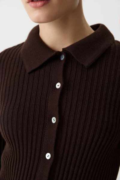 Джемпер-поло с пуговицами (Шоколадный) (M/L) 