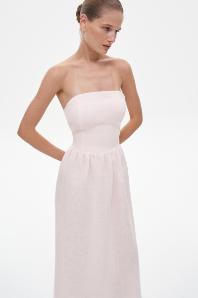 Платье без бретелей изо льна (S, светло-розовый) 2556