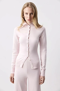 Джемпер с воротником-стойкой (Розовый)