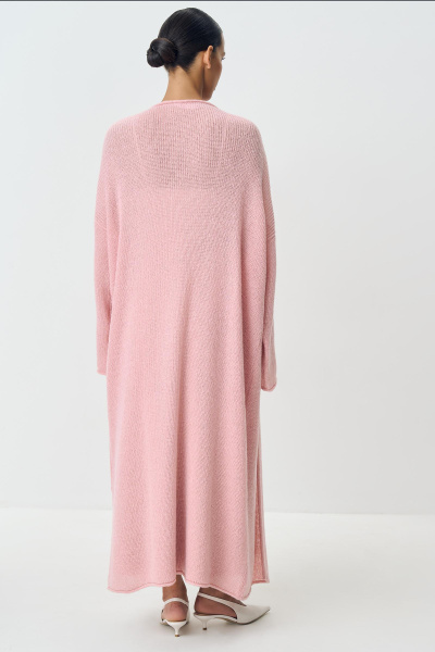 Кардиган удлиненный ажурной вязки (пудровый) (one size) 