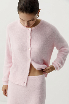Кардиган из пушистой пряжи (светло-розовый)