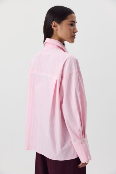 Рубашка в полоску с кружевной отделкой (розовый) (M/L) 