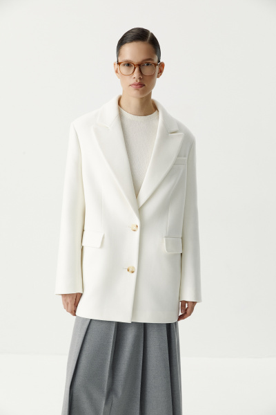 Пиджак из пальтовой ткани (молочный) (XS/S) 
