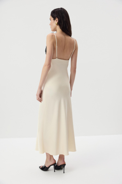 Платье  из сатина с кружевом (Молочный) (M) 