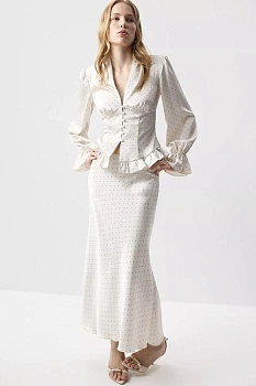 Юбка годе из сатина (Горох на молочном)