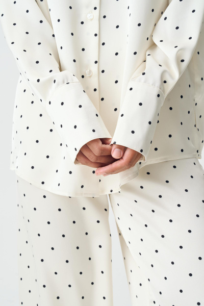 Блузка из сатина в горох (ванильный) (M) 