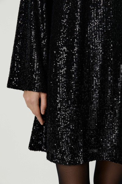 Платье мини из ткани с пайетками с бантом (черный) (XS/S)