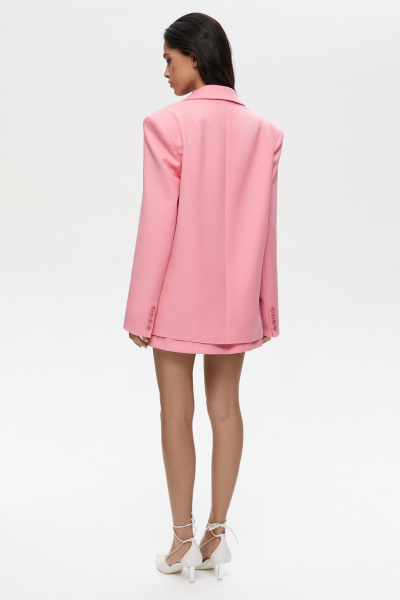 Пиджак оверсайз с боковыми разрезами (S, розовый) 