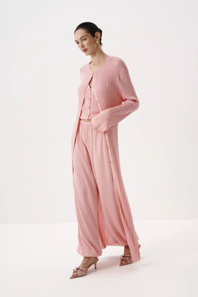 Кардиган макси из лиоцелла и шерсти (розовый коралл) (one size) 
