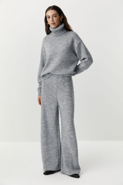 Брюки вязаные прямые (серый меланж) (M/L) 