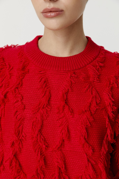 Джемпер с орнаментом из бахромы (алый) (M/L)