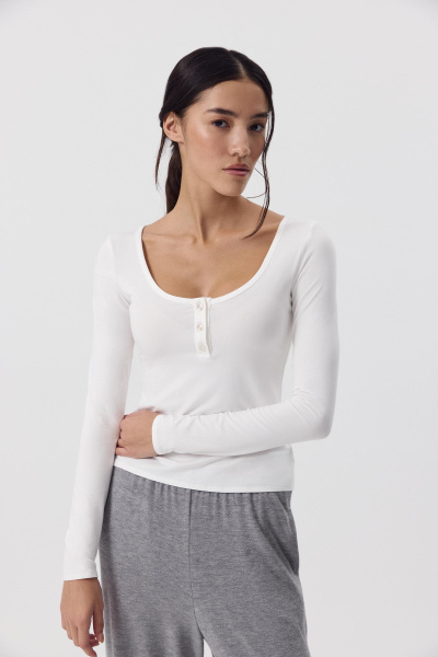 Лонгслив с пуговицами (Молочный) (M) 