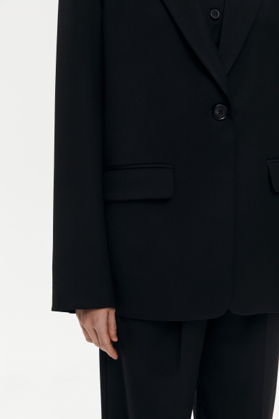 Пиджак оверсайз на одну пуговицу (XS/S, черный)
