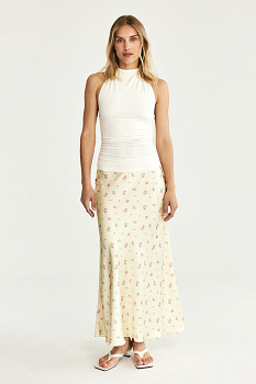 Юбка макси с принтом (сливочный)