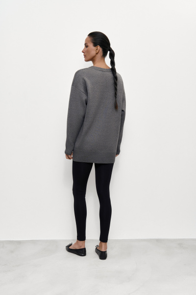 Свитер удлиненный (one size, темно-серый) 