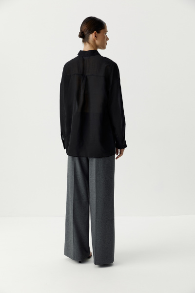 Блуза из полупрозрачной ткани (черный) (XS/S) 