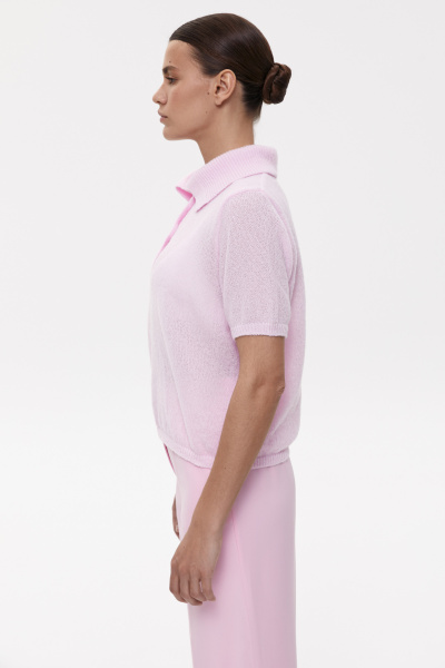 Поло ажурной вязки (XS/S, светло-розовый) 