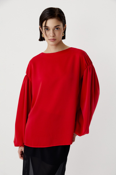 Блуза с рукавами-баллон (красный) (S) 