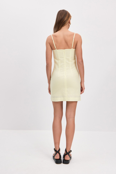Платье мини изо льна (желтый) (XS)
