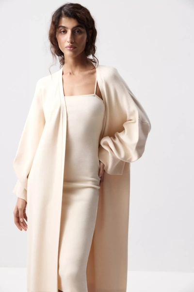 Кардиган макси вязаный (Ванильный) (one size)