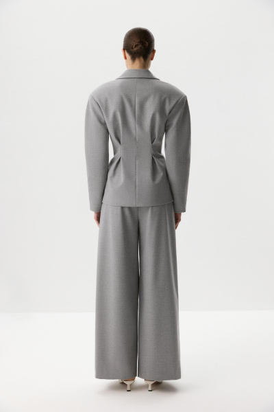 Брюки палаццо с широким поясом (Серый меланж) (M) 