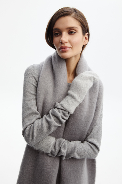 Варежки из трикотажа с мохером (one size, серый) 2775