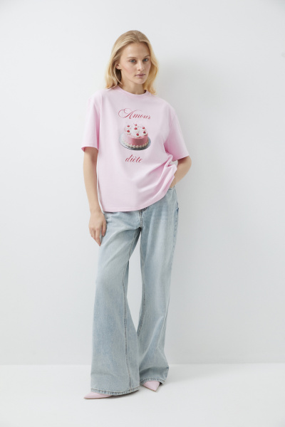 Футболка с принтом Love (розовый) (XS)