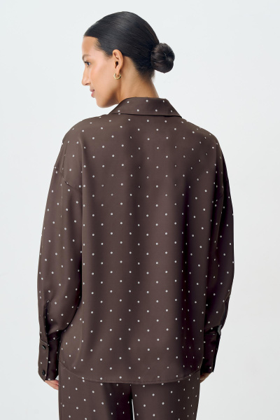 Блузка из сатина в горох (шоколадный) (M) 