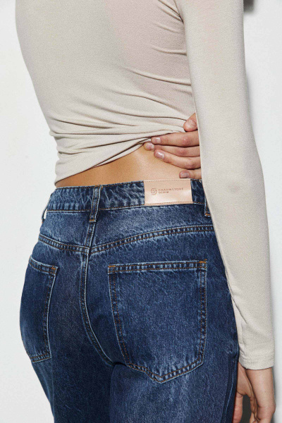 Джинсы с высокой посадкой/Denim pants with high waist (26/XS, темно-синий/dark blue) 2799