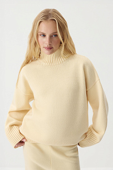 Свитер со стойкой из шерсти мериноса  (Сливочный)