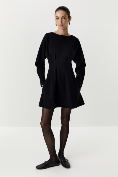 Платье мини приталенного силуэта (черный) (XS) 