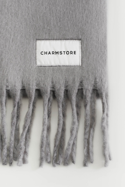 Шарф объемный с бахромой (серый) (one size) 