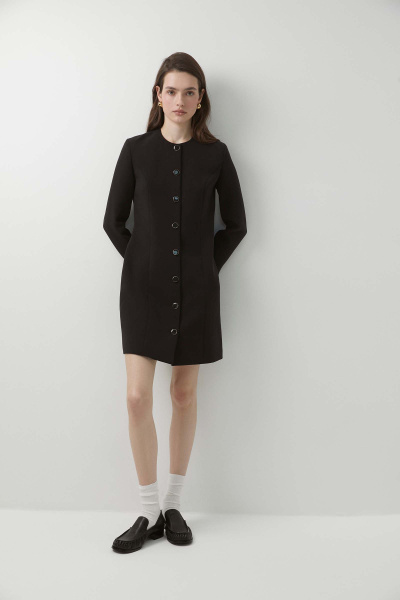 Платье-пиджак из костюмной ткани (черный) (XS) 