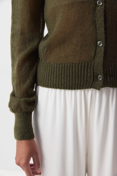 Кардиган с тонкой планкой (хаки) (M) 