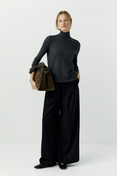 Водолазка вязаная классическая (антрацит) (L) 