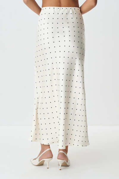 Юбка миди из сатина в горох (ванильный) (M) 