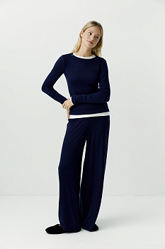 Брюки из мягкого трикотажа (темно-синий)