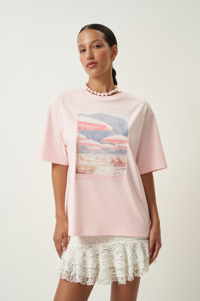 Футболка с принтом Every Summer (розовый) (XS/S) 