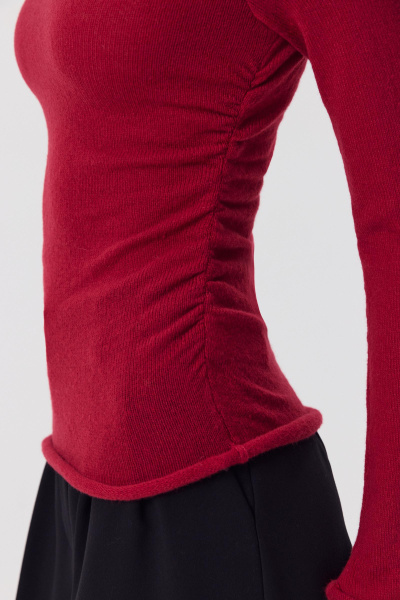 Лонгслив вязанный со сборкой (Винный) (M) 