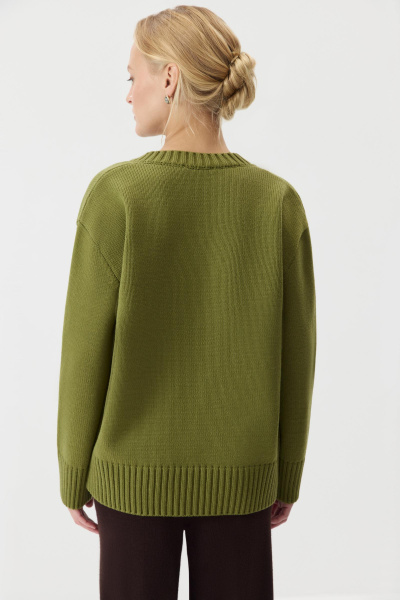 Джемпер V-neck из шерсти мериноса (Хаки) (one size) 