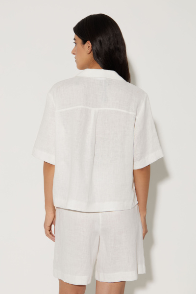 Рубашка с коротким рукавом изо льна (M/L, молочный) 2207