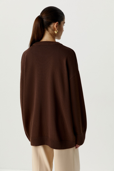 Свитер оверсайз из хлопка (one size, шоколадный) 