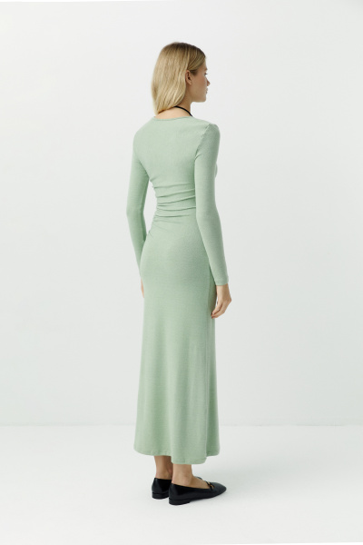 Платье со сборками из мягкого трикотажа (оливковый) (XS) 