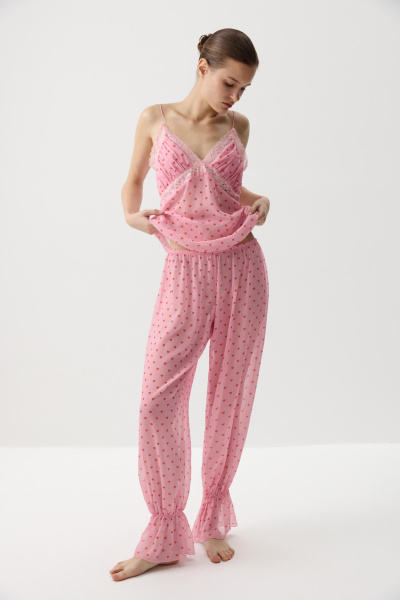 Брюки с принтом сердечки (Розовый) (M) 