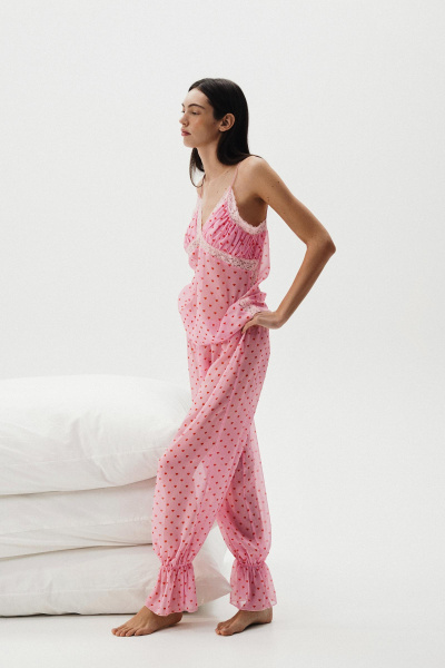 Брюки с принтом сердечки (Розовый) (M) 